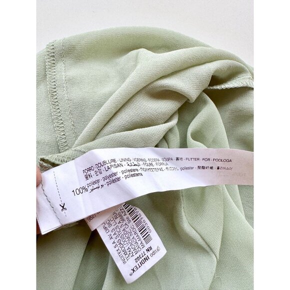 NWT ZARA Sea Green Chiffon Ruffle Cascading Long V-Neck Maxi Dress, Size L - Picture 11 of 16